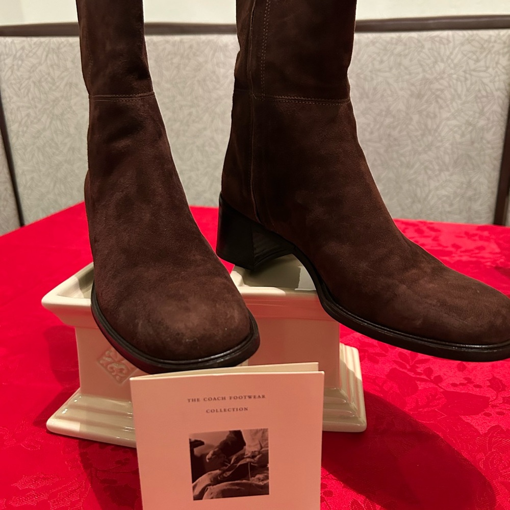 Coach Dark Brown Suede Ankle Boots - Picture 2 of 12
